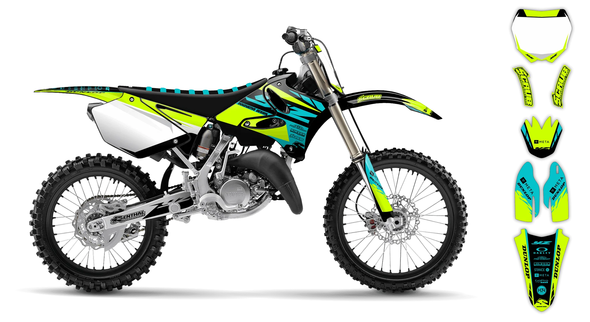 Graphics Kit - Yamaha - YZ 250 - 1991 - Fluo SE1002 - LE