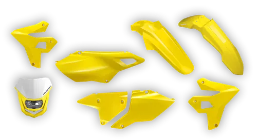 Plastics Kit - Suzuki - DRZ 400 Enduro - 1999-2024 - Full Kit - Yellow Restyle with light