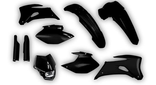 Plastics Kit - Yamaha - WR250F - 2007-2014 - Full Kit - Black V-Face