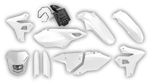 Plastics Kit - Suzuki - DRZ 400 SM - 1999-2024 - Full Kit - White Restyle Premium
